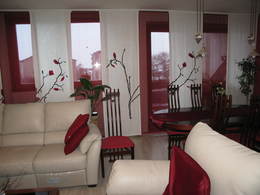 Hand colored panel curtain + Wall decoration