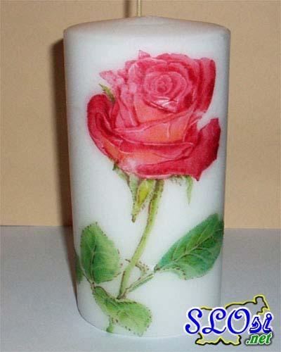 Paraffin candle, decorated / flowers (Sp001)