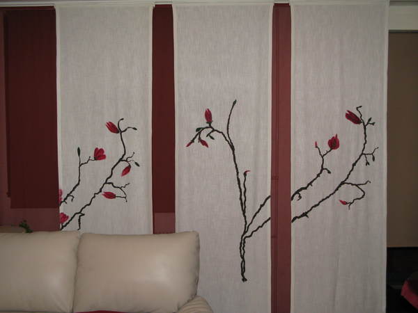 Hand colored panel curtain - magnolia