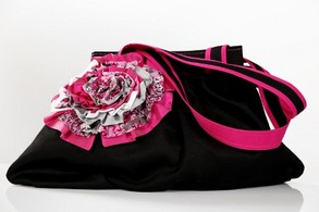 handbag with silk flower